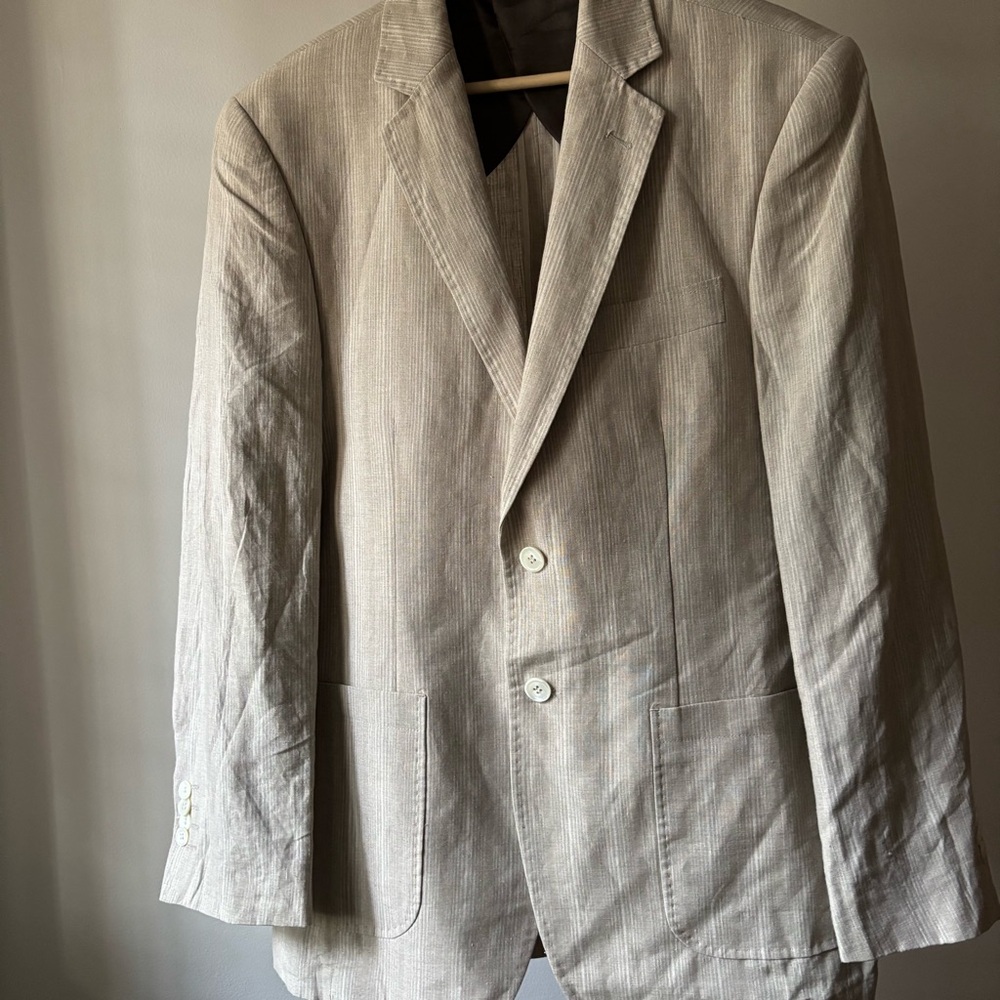 1990s Lightweight Pinstriped Linen-Blend Blazer Jacket